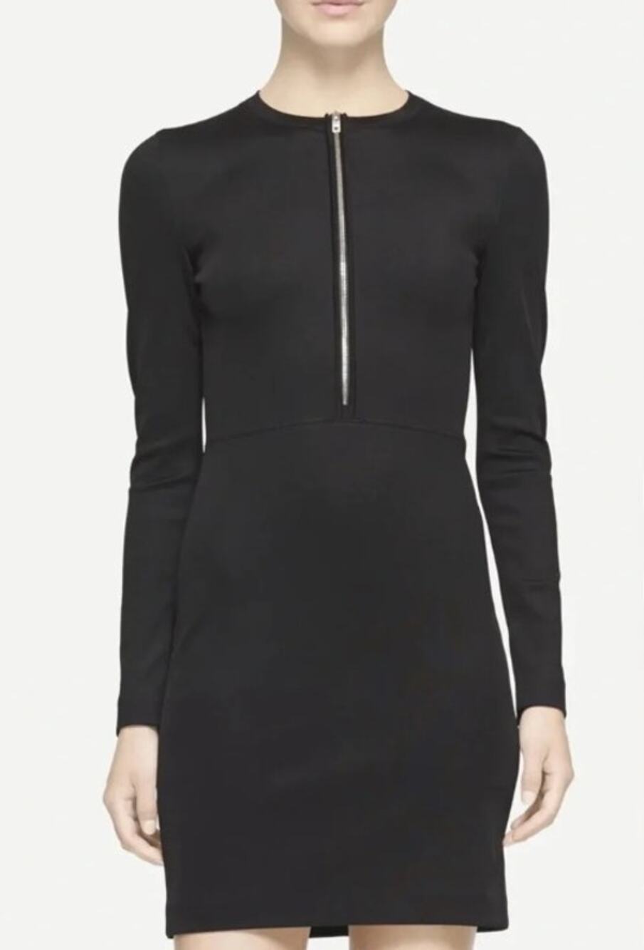 Rag & Bone Joyce Black Zip Front Bodycon‎ Scuba Mini Dress Size 2